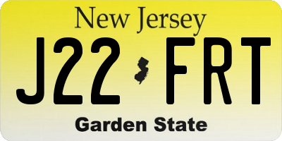 NJ license plate J22FRT