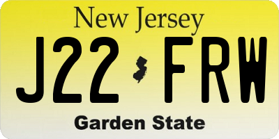 NJ license plate J22FRW