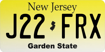 NJ license plate J22FRX