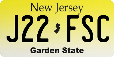 NJ license plate J22FSC