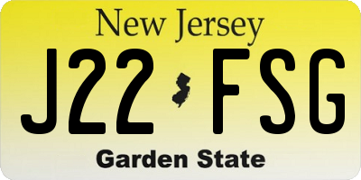 NJ license plate J22FSG