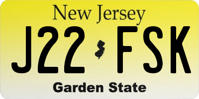 NJ license plate J22FSK