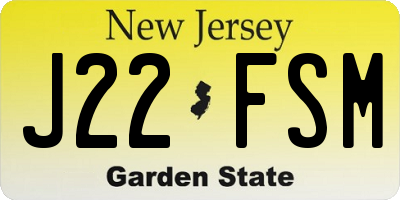 NJ license plate J22FSM