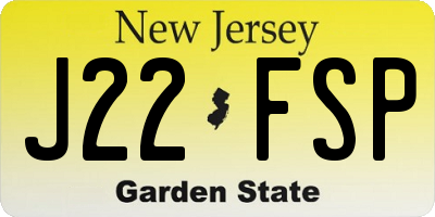 NJ license plate J22FSP