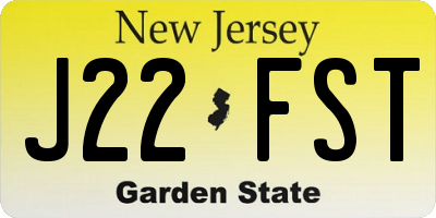 NJ license plate J22FST
