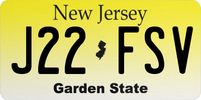NJ license plate J22FSV