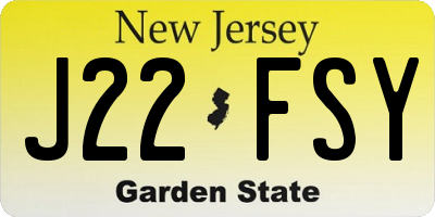 NJ license plate J22FSY