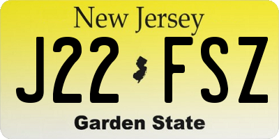 NJ license plate J22FSZ
