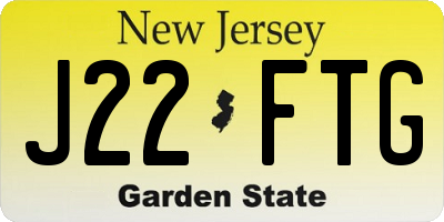 NJ license plate J22FTG