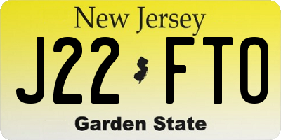 NJ license plate J22FTO