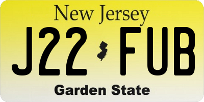 NJ license plate J22FUB