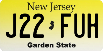 NJ license plate J22FUH