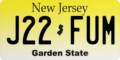 NJ license plate J22FUM