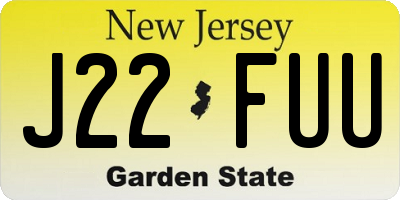 NJ license plate J22FUU