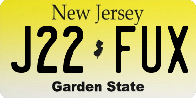 NJ license plate J22FUX