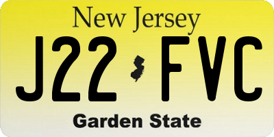 NJ license plate J22FVC