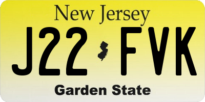 NJ license plate J22FVK