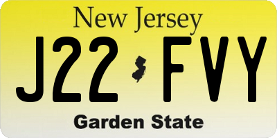 NJ license plate J22FVY