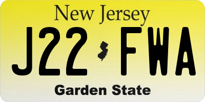 NJ license plate J22FWA