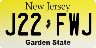 NJ license plate J22FWJ
