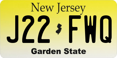 NJ license plate J22FWQ