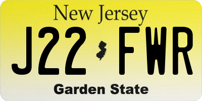 NJ license plate J22FWR