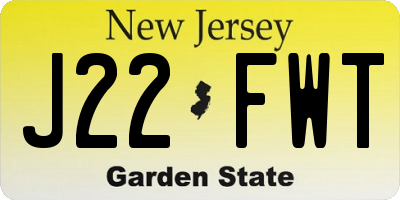 NJ license plate J22FWT