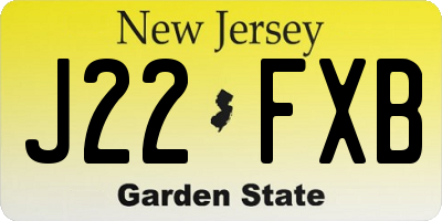 NJ license plate J22FXB