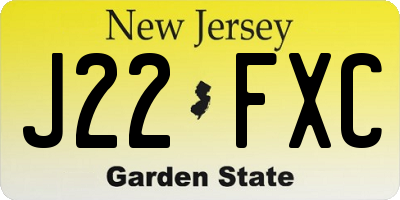 NJ license plate J22FXC