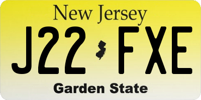 NJ license plate J22FXE