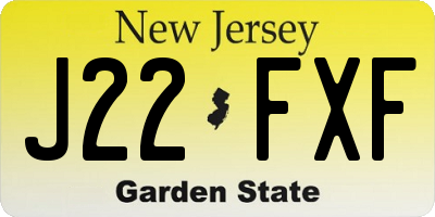 NJ license plate J22FXF