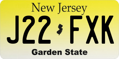 NJ license plate J22FXK