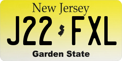 NJ license plate J22FXL