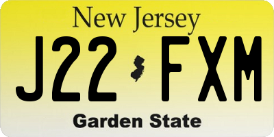 NJ license plate J22FXM