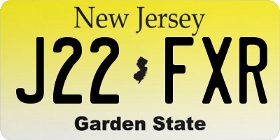 NJ license plate J22FXR