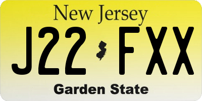 NJ license plate J22FXX