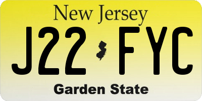 NJ license plate J22FYC