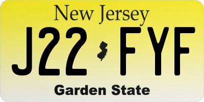 NJ license plate J22FYF