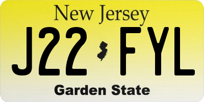 NJ license plate J22FYL