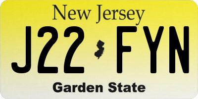 NJ license plate J22FYN