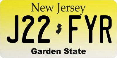 NJ license plate J22FYR