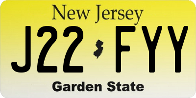 NJ license plate J22FYY