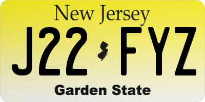NJ license plate J22FYZ
