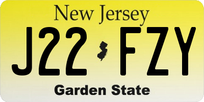 NJ license plate J22FZY