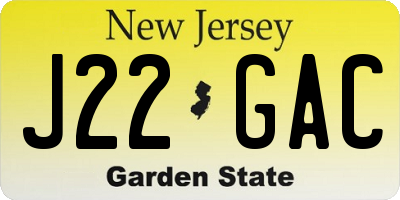 NJ license plate J22GAC