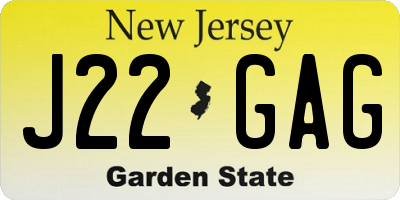 NJ license plate J22GAG