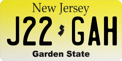 NJ license plate J22GAH