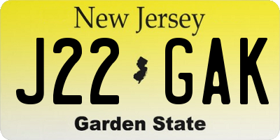 NJ license plate J22GAK