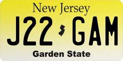 NJ license plate J22GAM