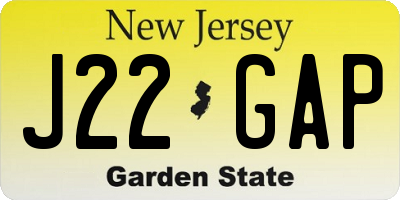 NJ license plate J22GAP